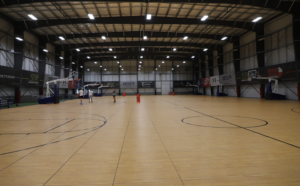 Spacious gymnasium with basketball hoops